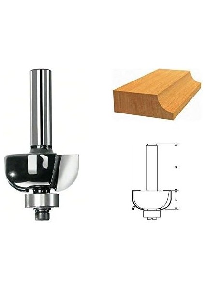 Menashop Metrashop 2 608 Aksesuarı 628 361 Profil Freze E 8 Mm, R1 4 Mm, D 20,7 Mm, L9 Mm, G 53 mm modelleri