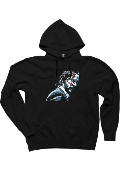 John Wick Face Siyah Kapşonlu Sweatshirt Hoodie