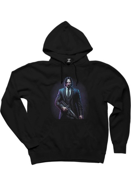 John Wick Art Classic Siyah Kapşonlu Sweatshirt Hoodie