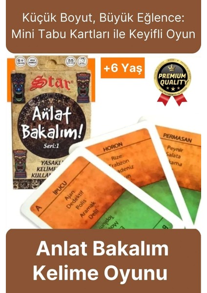 Premium Eğitici Öğretici Kız Erkek Çocuk Aile Anlat Bakalım Kelime Oyunu Mini Tabu Kartları 6+ Yaş