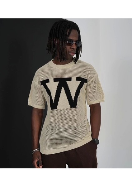 Erkek Bej-W Triko T-Shirt