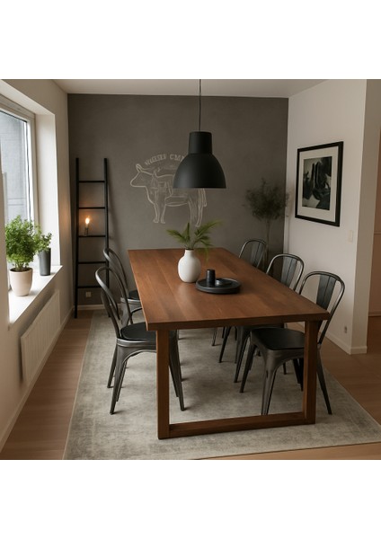 Salda Ahşap Kütük Yemek Masası / Toplantı Masası / Çalışma Masası U Ayak
