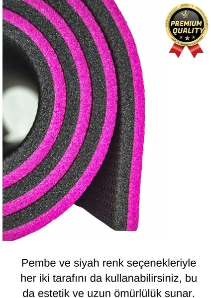 Ultra Konfor Taşıma Askılı Kalın Kaymaz Çift Taraf Pembe Siyah Meditasyon Pilates Minderi Yoga Matı modelleri