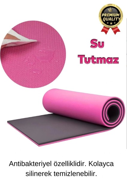 Ultra Konfor Taşıma Askılı Kalın Kaymaz Çift Taraf Pembe Siyah Meditasyon Pilates Minderi Yoga Matı fırsatları