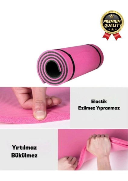 Ultra Konfor Taşıma Askılı Kalın Kaymaz Çift Taraf Pembe Siyah Meditasyon Pilates Minderi Yoga Matı indirimleri