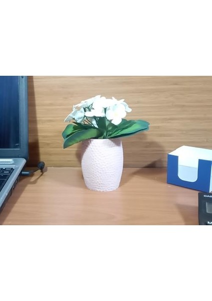 Menashop Metrashop Dahil,vazo Dahil,vazoda Çiçek,beyaz Yapay Çiçek,vazo Pembe Petek Desenli Poliresin 8X8X15CM