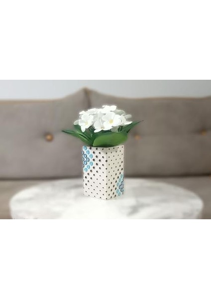 Menashop Metrashop Dahil,vazo Dahil,vazoda Çiçek,beyaz Yapay Çiçek,vazo Dekoratif Puanlı Poliresin 6X6X15CM modelleri