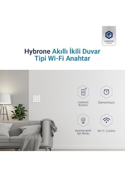 Menashop Metrashop Duvar Tipi Ikili Akıllı Anahtar, Aşırı Yük Koruma, Zamanlayıcı, Ayarlanabilir LED Gösterge, Uygulama ile Uzaktan Kontrol
