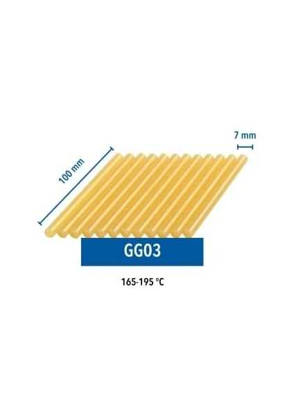 Menashop Metrashop GG03 Yüksek Sıcaklık (165°-195°C) Ahşap Tutkal Çubukları, 7 Mm, 12'li