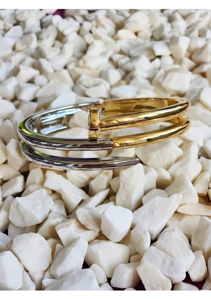 Çivi Sarmal Gold Molted Kelepçe Çelik Bileklik