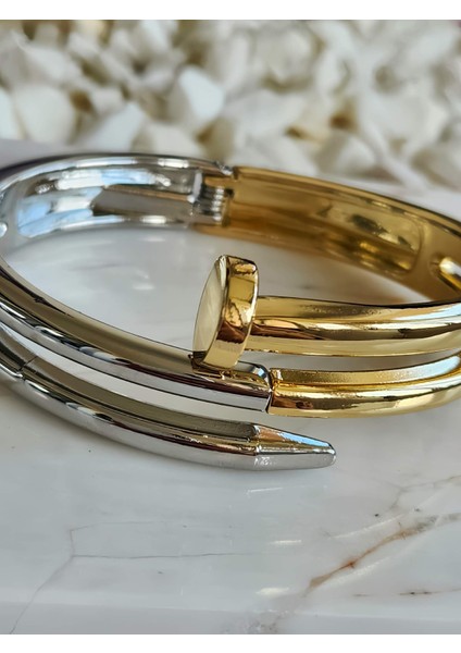 Çivi Sarmal Gold Molted Kelepçe Çelik Bileklik fiyatları