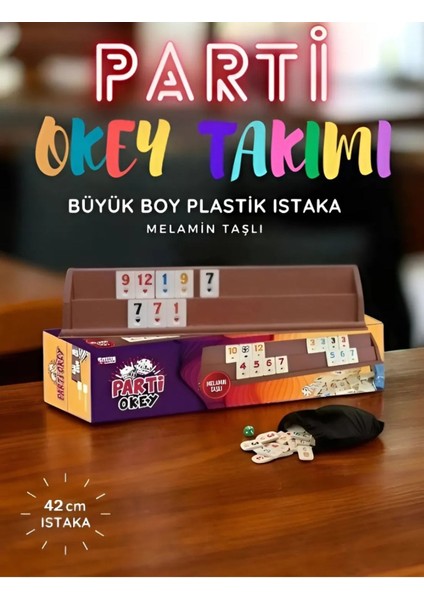 Büyük Boy Okey Takımı 42 cm Plastik Istakalı Melamin Taşlı Parti Hobi Oyun Seti