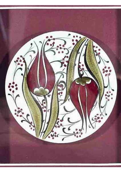 Ters Düz Lale Desenli Iznik Çinili Plaket