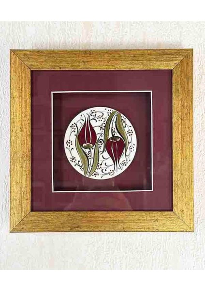 Ters Düz Lale Desenli Iznik Çinili Plaket