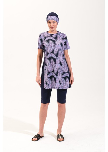 2260_KADIN 4'lü Takım Yarı Kapalı Boneli Büstiyerli Deniz/havuz Tesettür Mayosu fiyatları