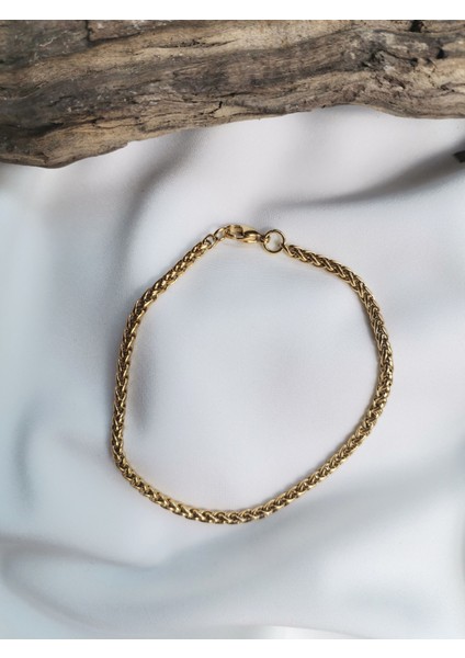 Erkek Gold Renk Örme Model 316 L Çelik Bileklik fiyatları