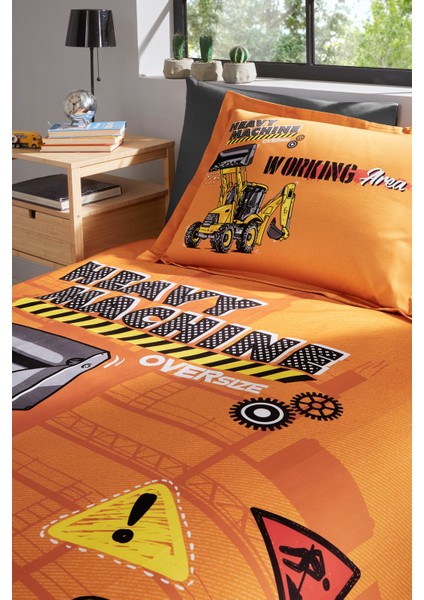Heavy Machine Tek Kişilik Lastikli Fitted Çarşaf Nevresim Takımı