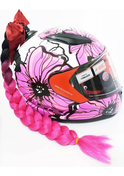 Kask Süsü 5 Kalın Örgü Saç Pembe