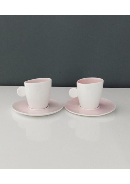 Round Pembe Porselen 2 Li Fincan Seti 90 ml