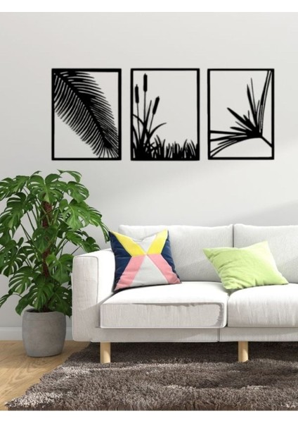 Minimalist Yaprak ve Sazlık Silüetleri Duvar Dekoru