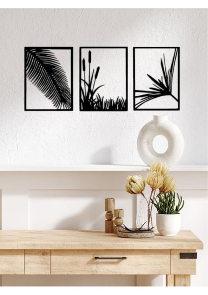 Minimalist Yaprak ve Sazlık Silüetleri Duvar Dekoru fiyatları