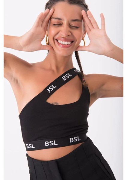 Tek Omuz Detaylı Büstiyer - Siyah