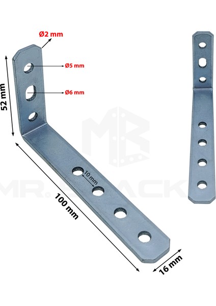 MR.BRACKET 5.2 x 10 cm - Deprem Güvenliği Dolap Sabitleme Aparatı Seti - Mobilya Gardırop Portmanto Kitaplık Masa Raf Eşya Duvara Sabitleyici Aparat