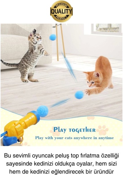 Eğlenceli Peluş Top Atan Interaktif Kedi Oyuncağı Hareketli Aksesuar Etkileşimli Oyuncak Fırlatıcı modelleri