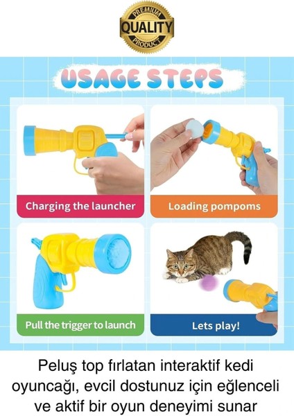 Eğlenceli Peluş Top Atan Interaktif Kedi Oyuncağı Hareketli Aksesuar Etkileşimli Oyuncak Fırlatıcı fırsatları