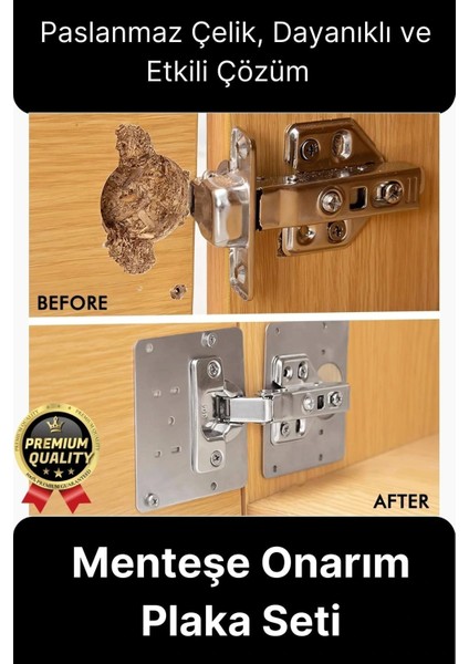 Premium Paslanmaz Çelik Mobilya Mutfak Kapı Etkili Çözüm Dayanıklı Menteşe Tamir Onarım Plaka Seti