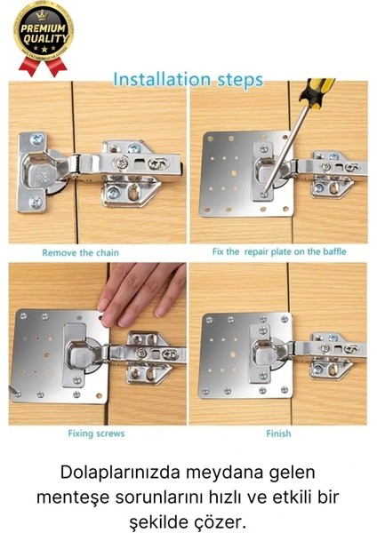 Premium Paslanmaz Çelik Mobilya Mutfak Kapı Etkili Çözüm Dayanıklı Menteşe Tamir Onarım Plaka Seti fiyatları