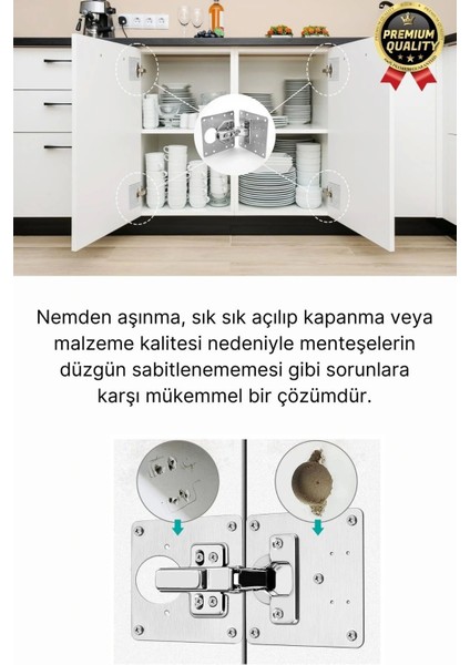 Premium Paslanmaz Çelik Mobilya Mutfak Kapı Etkili Çözüm Dayanıklı Menteşe Tamir Onarım Plaka Seti modelleri