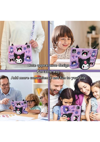 Apple iPad 10. Nesil 2022 10.9” / 11. Nesil A16 2025 11” Uyumlu Çocuk Tablet Kılıfı Standlı Askılı Silikon