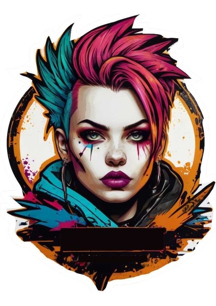 5 Adet 9x9 cm Punkçı Kız Sticker Araba Motor Laptop Kask Sticker