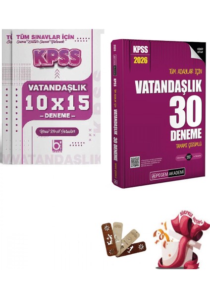 2026 Kpss Tüm Adaylar Için Vatandaşlık 30 + 10 Deneme Seti 2 Kita