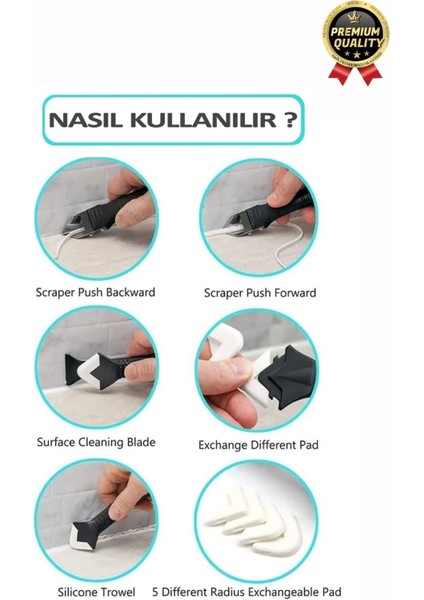 Çok Amaçlı Mutfak Banyo Fayans Derz Silikon Temizleme Kazıyıcı Sıyırıcı ve Uygulayıcı Aparat 6 Parça fırsatları