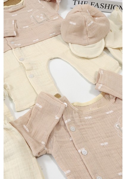 Kız Erkek Bebek Unisex Yenidoğan Müslin Pembe 10 Lu Lüks Hastane Çıkışı Zıbın Seti STL6972 fiyatları