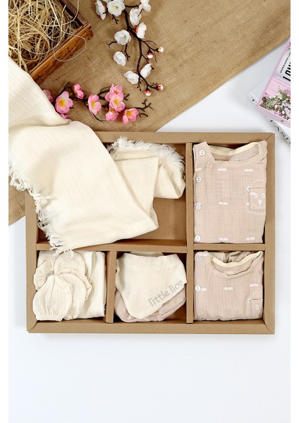 Kız Erkek Bebek Unisex Yenidoğan Müslin Pembe 10 Lu Lüks Hastane Çıkışı Zıbın Seti STL6972 fırsatları