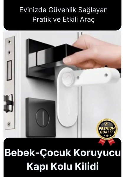 Özel Tasarım Düğmeli 180 Derece Dönebilen Bebek Çocuk Koruyucu Güvenlik Kapı Kolu Kilidi - 1 Adet