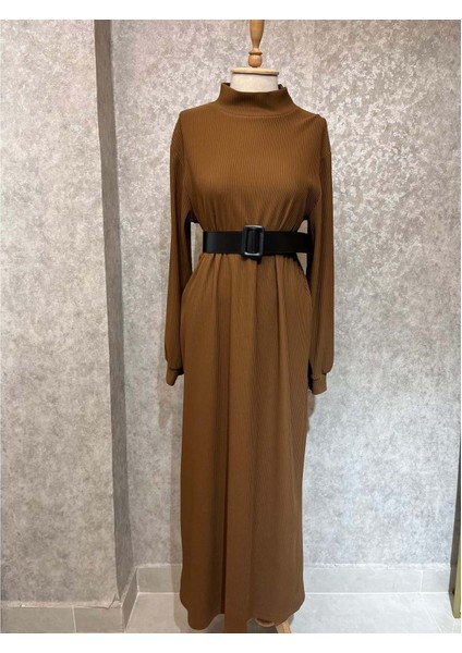 25Y16791 Abacı Elbise Fitilli Bel Kemerli - Abacı - 25Y16791 - Kahve - Xl