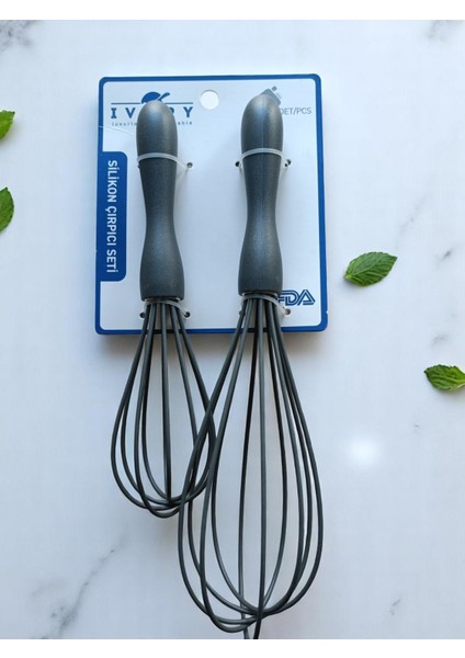 Silikon Çırpıcı Set 2'li Antrasit Renk