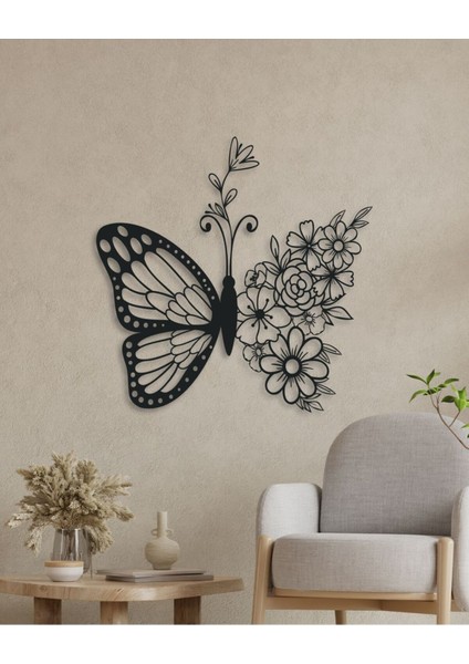 Kelebek ve Çiçek Temalı Metal Duvar Tablosu fiyatları