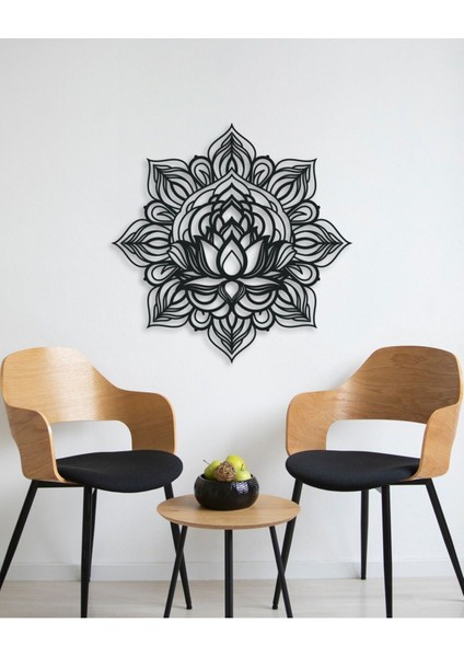 Mandala Figürlü Lotus (Nilüfer) Çiçeği Metal Duvar Tablosu