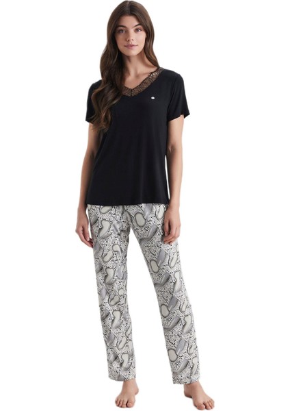Kadın Siyah Pijama Takım 9807