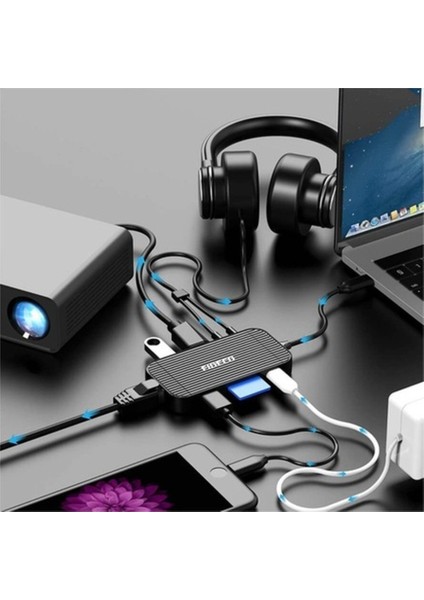 Fıdeco 9 In 1 Type-C Hub - 4K Hdmı, Gigabit Ethernet, USB 3.0, Pd Şarj, Sd/tf Kart Okuyucu