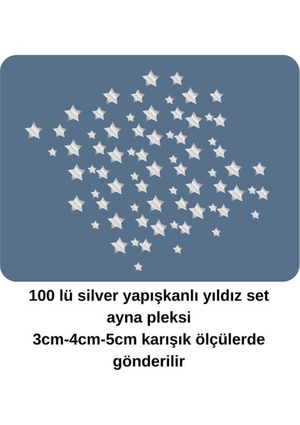 100LÜ Gold/silver Ayna Pleksi Yıldız Seti Kendinden Yapışkanlı Süs Çocuk Odası Duvar Dekorasyonu fiyatları