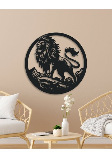 Detaylı Aslan Figürü Temalı Metal Duvar Tablosu fiyatları