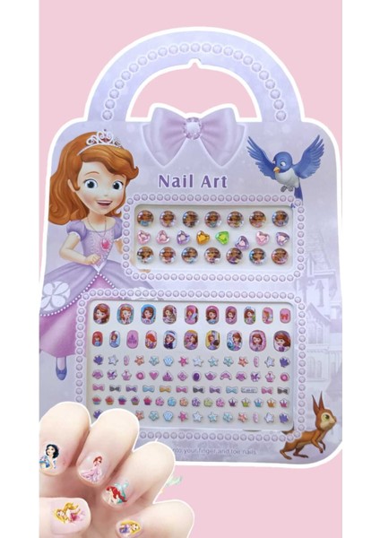 Prenses Çocuk Takma Tırnak Sticker Çocuklar Için Takma Tırnak Vücut Taşı Seti 1 Adet