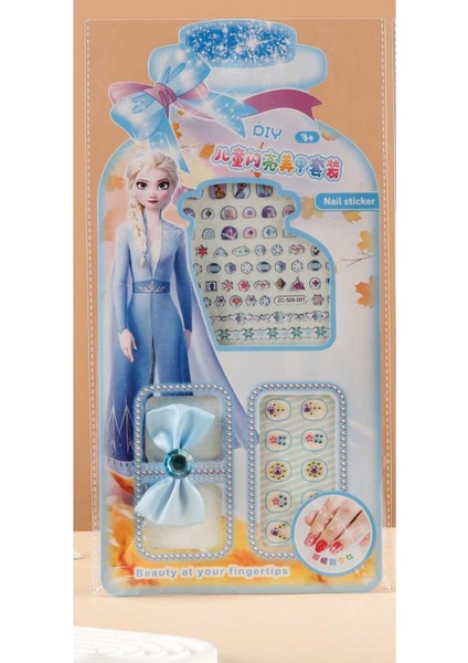 Elsalı Çocuk Takma Tırnak Sticker Tırnak Taşı Toka Seti Çocuk Takma Tırnağı