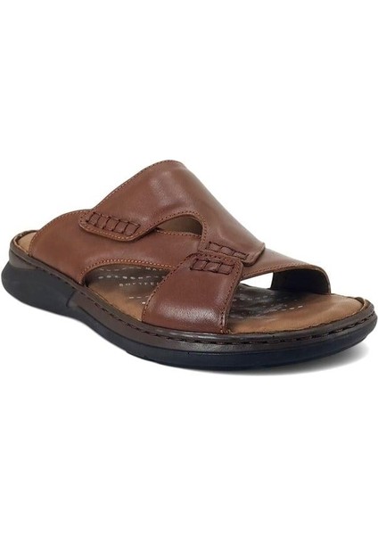 Tuna Günlük Anatomik Deri Erkek Terlik-Taba